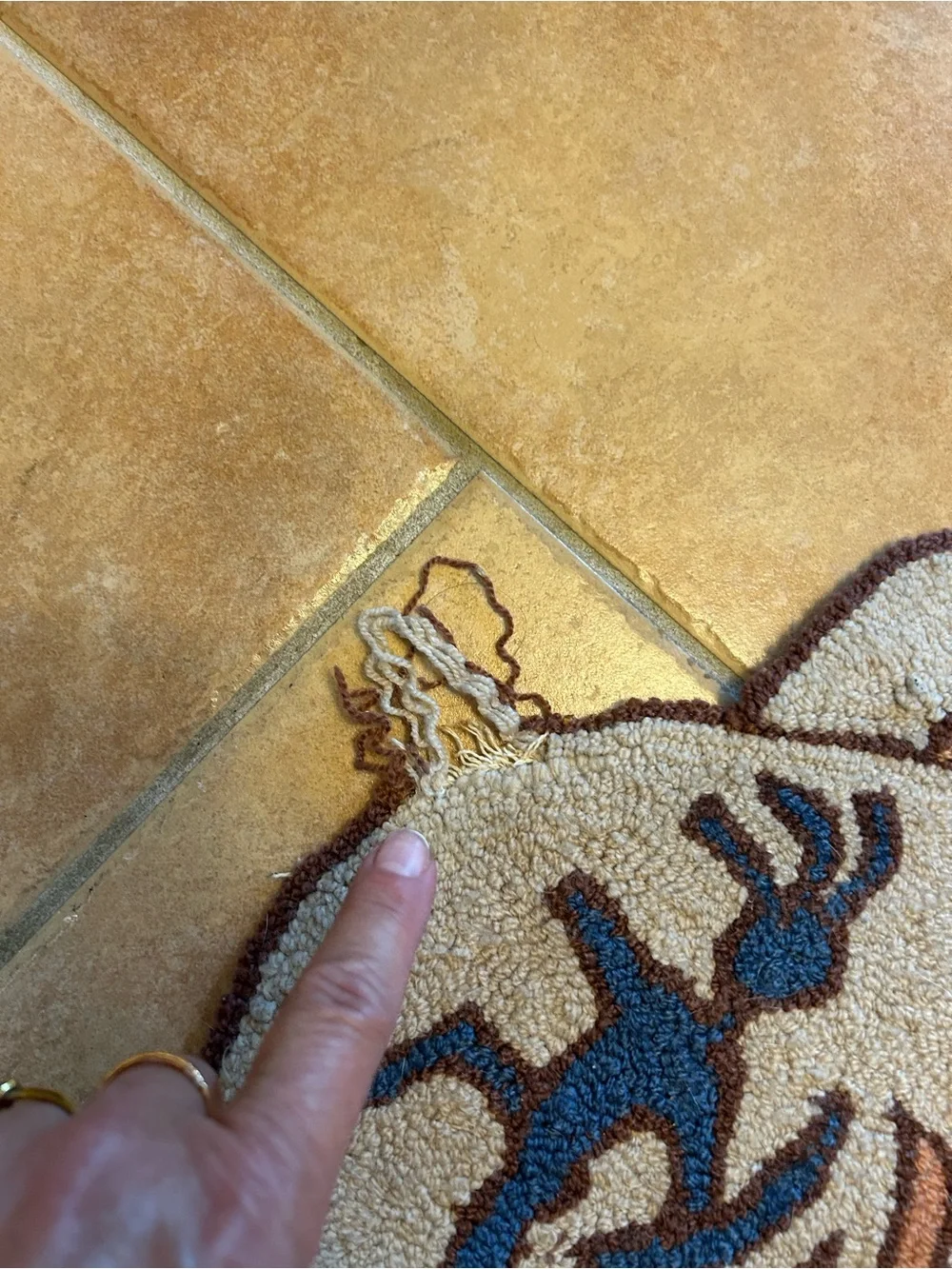 Handmade Southwestern hunting scene hooked rug